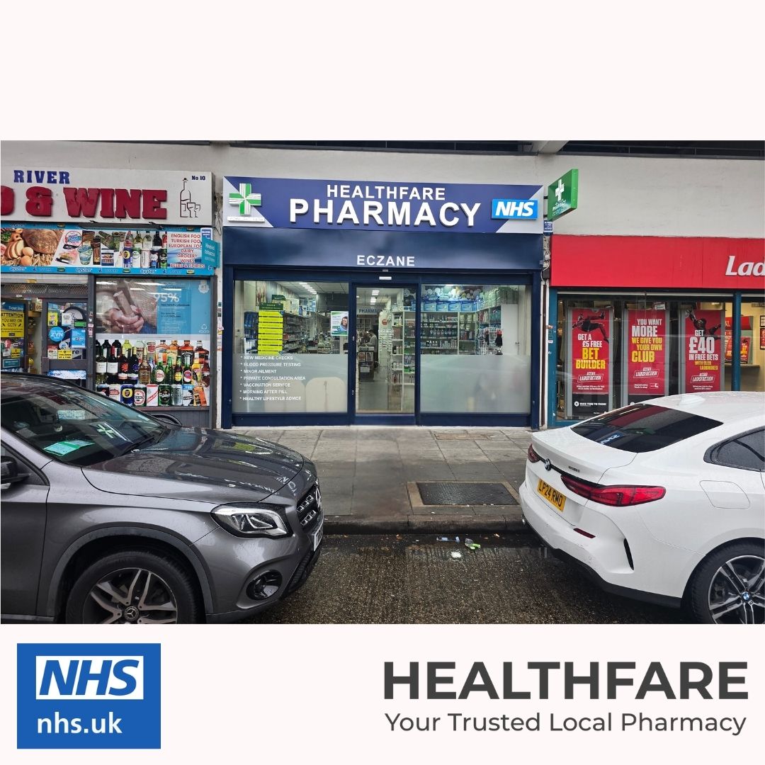 Healthfare Pharmacy Outside Bus stop